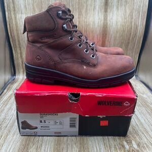 Wolverine Durashocks Men's Size 8.5M Brown Leather Work Boots Shoes W02053